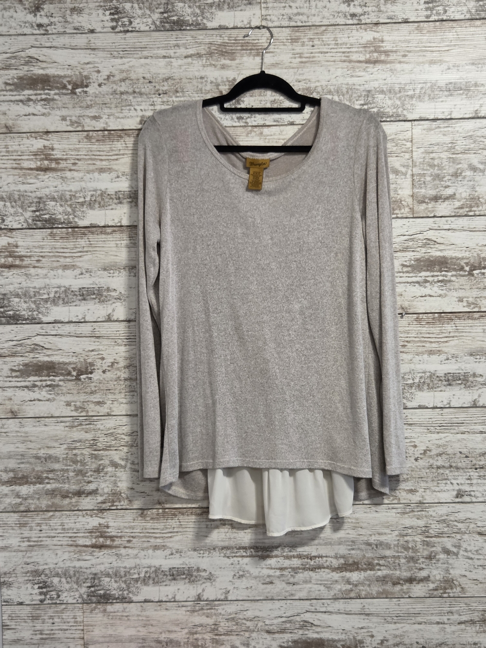 Wrangler Light Gray Layered Long-Sleeve Top